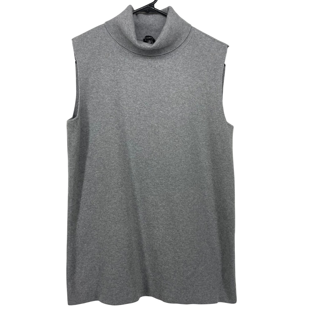 Talbots Size M Womens Sleeveless Turtleneck Sweater Shell Gray Cotton Modal Knit